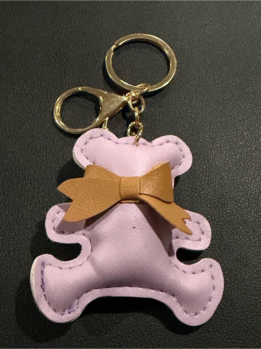 Lavender Bear Keychain with Tan Bow - Kids Accessories